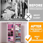 SpaceAid 2 Pack Hanging Closet Organizer and Storage with Dividers, 24 Compartments Hanging Shoe Shelves for Closet, Wardrobe, RV, Garment Rack - Pink - Image 3