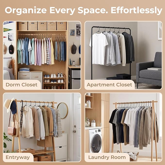 HOUSE DAY Black Plastic Hangers 20 Pack, Slim Space-Saving Clothes Hangers - Image 7