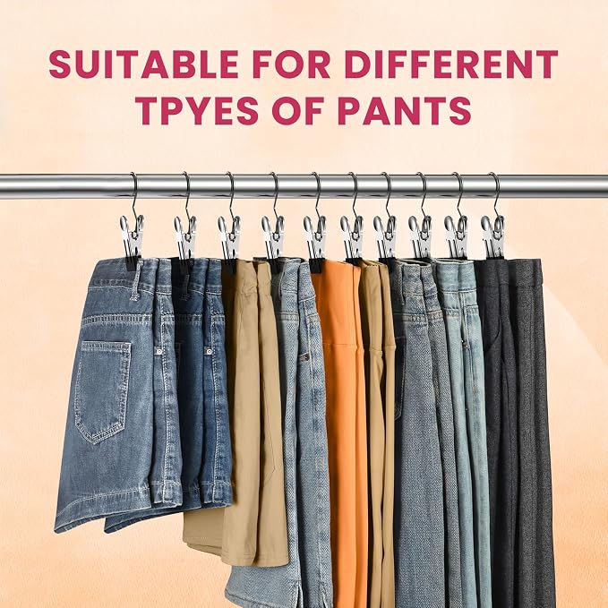 30 Pack Pants Hangers with Clips,Legging & Jean Hangers for Closet Hanging | Space Saving Clip Hangers for Yoga Pants, Jeans, Shorts, Skirts and Hats,Closet Organizers and Storage - Image 3