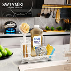 SWTYMIKI Sink Caddy Sponge Holder - Kitchen Sink Organizer with High Brush Holder for Countertop to Hold Dish Soaps and Sponges, Stainless Steel, White - Image 2