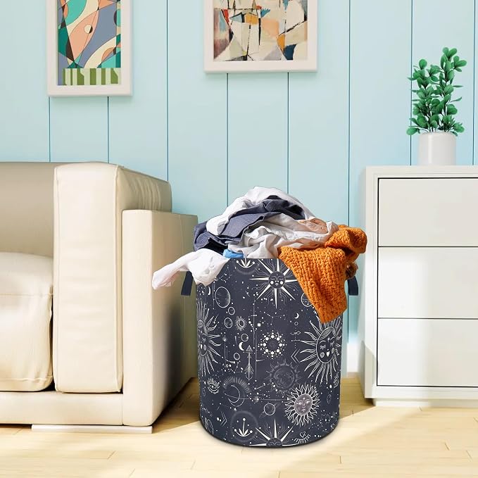 Universe Sun Planet Moon Laundry Basket Foldable Oxford Cloth 18.9x16.5 In - Image 7