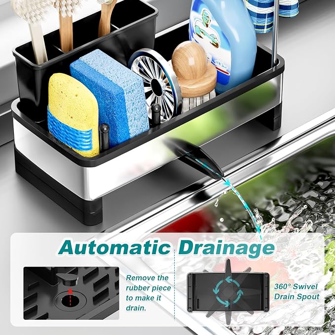 Ewaiira Stainless Steel Sink Caddy, Sponge Holder for Kitchen Sink 9.8″ - Image 5