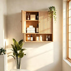 Bathroom Wall Cabinet, Medicine Cabinet with Adjustable Wood Shelf & Doors, Over The Toilet Storage Organizer Wall Mounted Storage Cabinet for Laundry Room, Kitchen, Living Room, Cupboard, Oak - Image 7