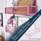 Consumest Over The Door Hooks Organizer - 3 Tier Door Hanger with 9 Coat Hooks & 2 Mesh Basket, Back Storage Organizer Hanging Towels for Bathroom, Bedroom, Pink - Image 2