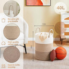 Artfeel Laundry Basket,Woven Cotton Rope Laundry Hamper,40L for Decorative Storage of Dirty Clothes,Toys and Blankets in Bathroom,Bedroom and Living Room - Image 6