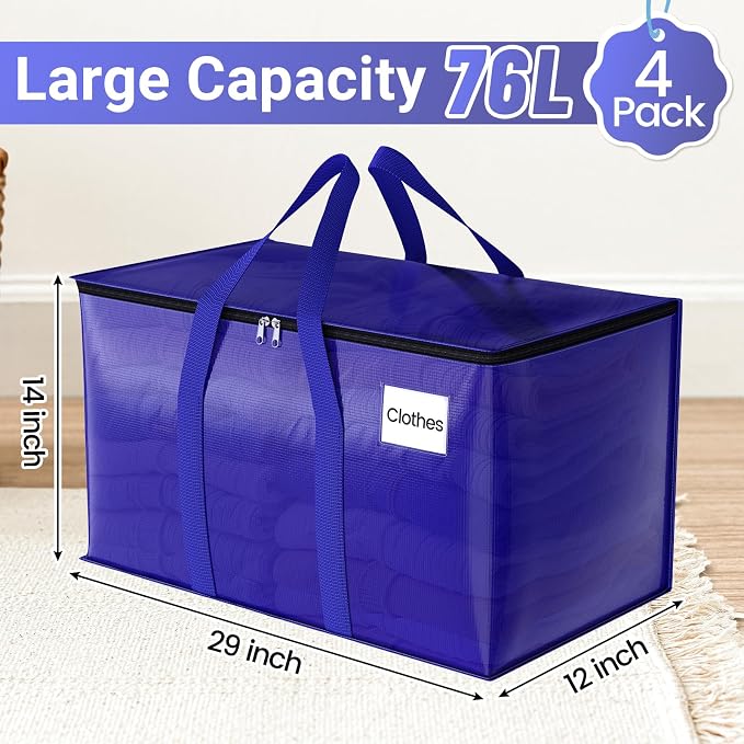 FabSpace Moving Storage Bags Heavy-Duty with Zippers for Clothes 4 Pack - Image 7
