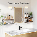 Amada Bathroom Shelves with Storage Basket, Set of 3, Rustic Brown - Image 4