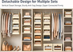 DIMJ Hanging Closet Organizer - 4-Tier Modular Hanging Shelves with Zippers Hooks, Collapsible Baskets for RV, Dorm, Small Spaces, Fabric Storage Bins for Clothes, Handbags - Image 3
