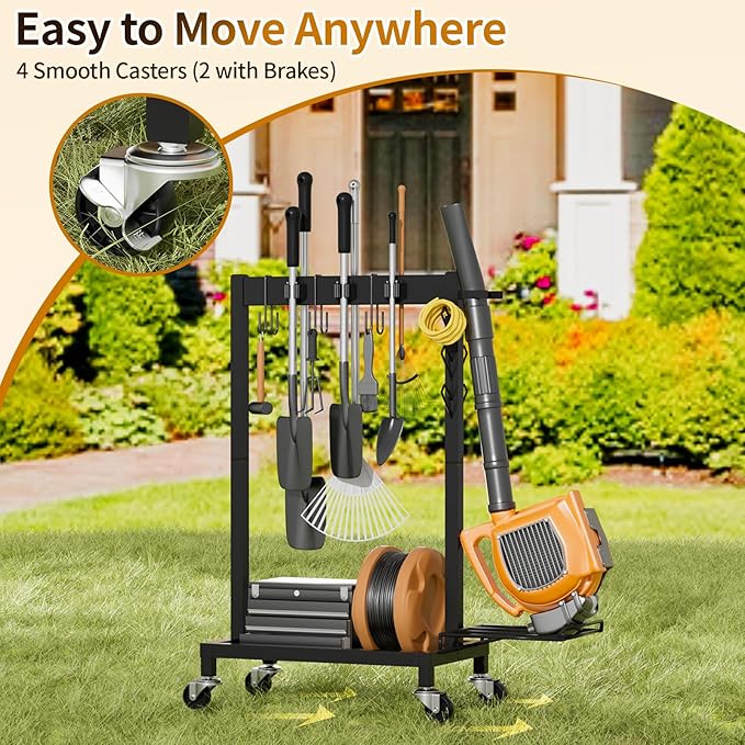Broom Holder with Cleaning Supplies Organizer, 18" Wx11.8 Dx34.6 H - Image 3
