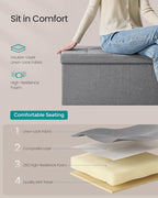 SONGMICS 30 Inches Folding Storage Ottoman Bench, Load 660 lb | Ottoman Foot Rest, Storage Chest, for Living Room, Entryway, Dove Gray and Ink Black, MINOTA Collection ULSF47G - Image 6