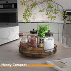 AMH 9-Inch Farmhouse Oak Lazy Susan Cabinet Organizer, Walnut Finish - Image 2