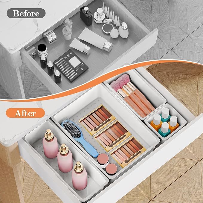 SpaceHacks 25 PCS Plastic Drawer Organizer, 4-Size Versatile Organizer Trays & storage Bins - Image 4