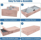 Supowin 2Pack Large Underbed Storage Containers Bin with Lids, Pink | 6 Inches Tall Under Bed Storage Organizer Box with Handles, Foldable Closet Organizer for Clothes, Blankets, Seasonal Items - Image 3