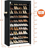 CASAMAYA Shoe Rack with Covers, 10 Tiers Tall Shoe Rack Organizer, Large Capacity Shoe Shelf Storage, Hold 40 Pairs of Shoes, Vertical Shoe Storage Organizer for Closet, Entryway, Black, SRT104B01 - Image 6