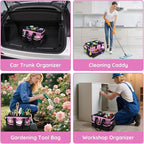 ZKOO Large Cleaning Caddy Bag with Handle, Built-in Sturdy Support Board, Adjustable Shoulder Strap, Multi-compartment Design Cleaning Supply Tote for Cleaners & Housekeepers (Pink) - Image 7