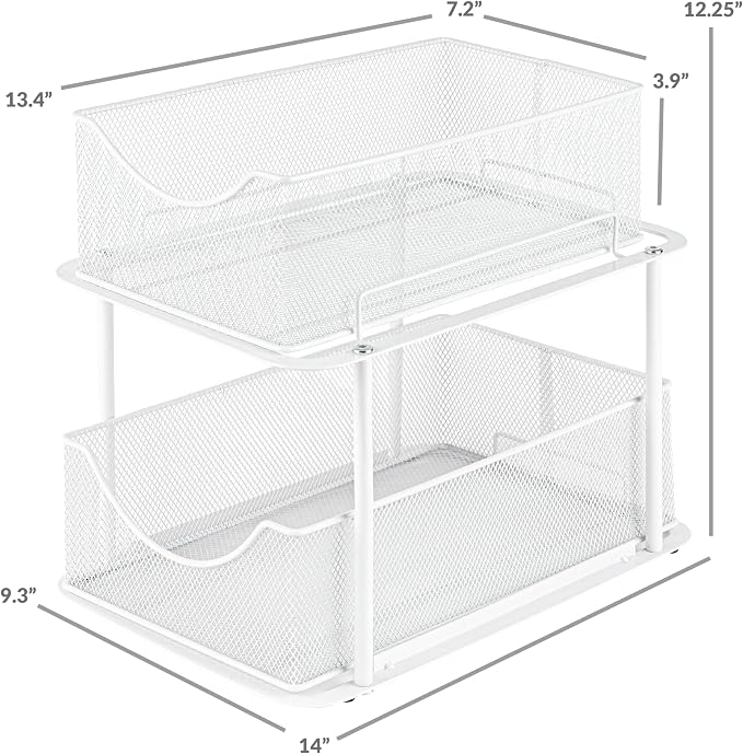 Sorbus Pull-Out Under Sink Organizer, Mesh Construction (White, 1 Pack) - Image 3