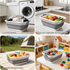 2 Pack Collapsible Laundry Baskets, 11 Gallon 42L Collapsible Laundry Clothes Hamper, Foldable Laundry Hamper with Non-Slip Handles, Portable Space Saving Pop-Up Laundry Hamper Storage Container - Image 7