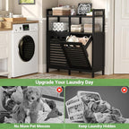 Homykic Tilt Out Laundry Hamper Cabinet, Bamboo Laundry Organizer, Black - Image 5
