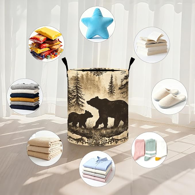 Animal Laundry Basket Storage Bin Foldable Laundry Hamper Clothes Storage Bucket Organizer 19.6x15.7 Inch For Laundry Room/Bedroom/Bathroom - Image 5