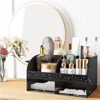 Bling Makeup Organizer with Drawers, Cosmetic Storage for Dresser Vanity and Bathroom Countertop, Beauty Holder for Lipstick Brush, Skincare Organizer for Vanity, Cosmetic Display Case Bling Black - Image 4
