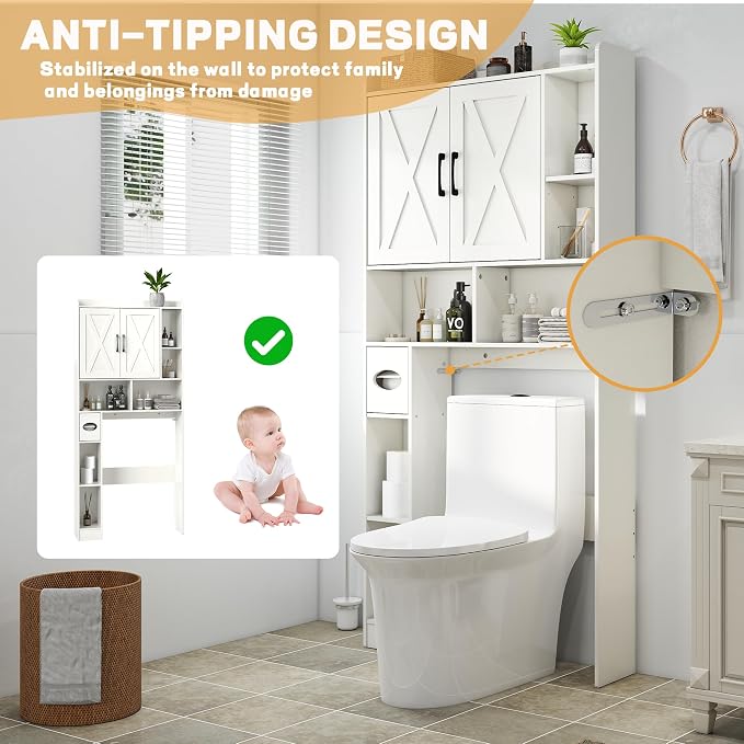 OMOCCUIT Over The Toilet Storage Cabinet,32" Over Toilet Bathroom Organizer - Image 5