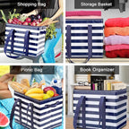 Reusable Grocery Bags 4 Pack, Foldable & Water Resistant Shopping Bags - Image 2