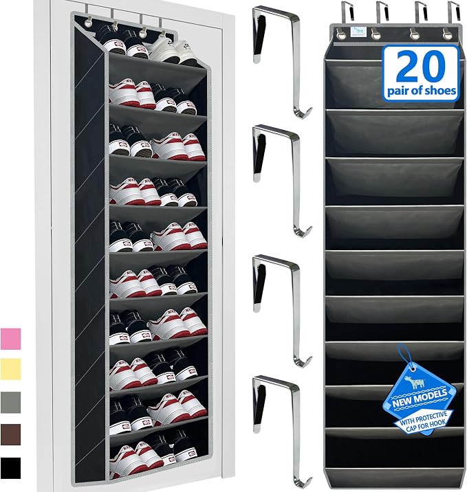 10 Tiers Shoe Organizer for Closet, 20 to 30 Pairs Shoe Rack Door by Zebricolo