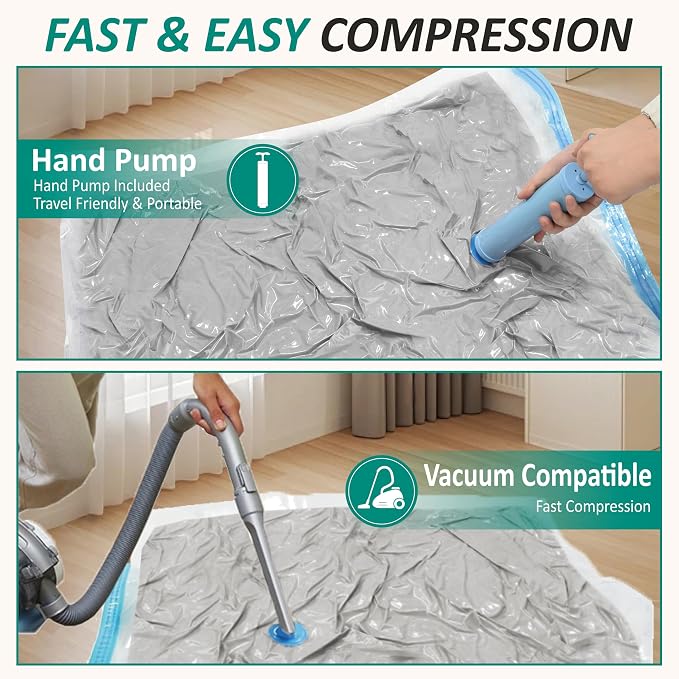 12 Jumbo Vacuum Storage Bags for Blankets & Bedding, Space Saver Bags | Jumbo Capacity for Bulky Bedding; 80% Space-Saving for Blankets, Comforters & Pillows; For Closets & Seasonal Storage - Image 5