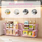 4 Pcs Stackable Wire Baskets for Pantry Organizers and Storage,pink, - Image 4