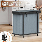 Rolling Laundry Hamper with Wheels, Laundry Hamper 3 Section with Lid Gray - Image 3