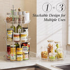 LAMU 2 Pack 2 Tier Lazy Susan Turntable Organizer 10.6'' Rotating Spice Rack Organization for Cabinet, Kitchen, Pantry, Countertop, Bathroom, Vanity, Medicine Cabinet Organizer, Clear - Image 4