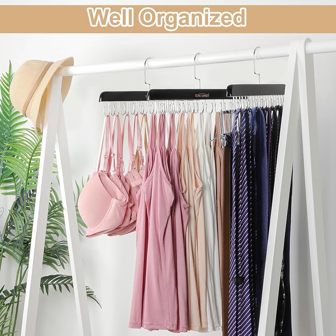 TOPIA HANGER 2 Pack Bra Hanger for Closet, Premium Wooden Tank Top Hangers - Image 6
