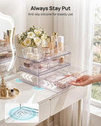 Vtopmart 12-Pack Clear Makeup Organizer Set with Drawer Organizer Bins | 2 Pack Stackable Storage Drawers & 10 Pack Drawer Organizer for Vanity Cosmetic, Bathroom Countertop, Desk - Image 7