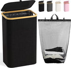 Bathola Laundry Hamper with Lid, Laundry Basket with Removable Bag, Black by Bathola