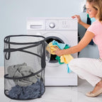Seiritex 2Pcs Mesh Popup Laundry Hamper 115L Extra Large Collapsible Laundry Basket Foldable Clothing Storage Basket with Handles No Lid 26 H x 18 W x 18 L (Black) - Image 2