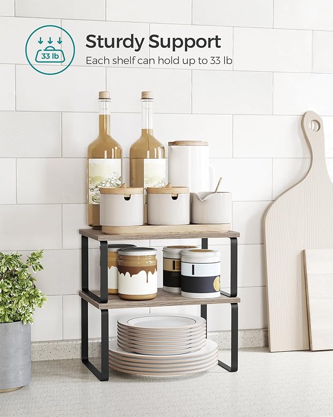 SONGMICS Cabinet Organizer Shelf, Set of 2 Spice Rack, Kitchen Storage - Image 4
