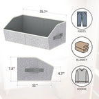 Homsorout Storage Bins for Shelves - Large Trapezoid Closet Shelf Organizer, Fabric Organization Bins with Handles, Storage Baskets for Clothes, Towel, Purse, 6 Pack, Light Gray - Image 3