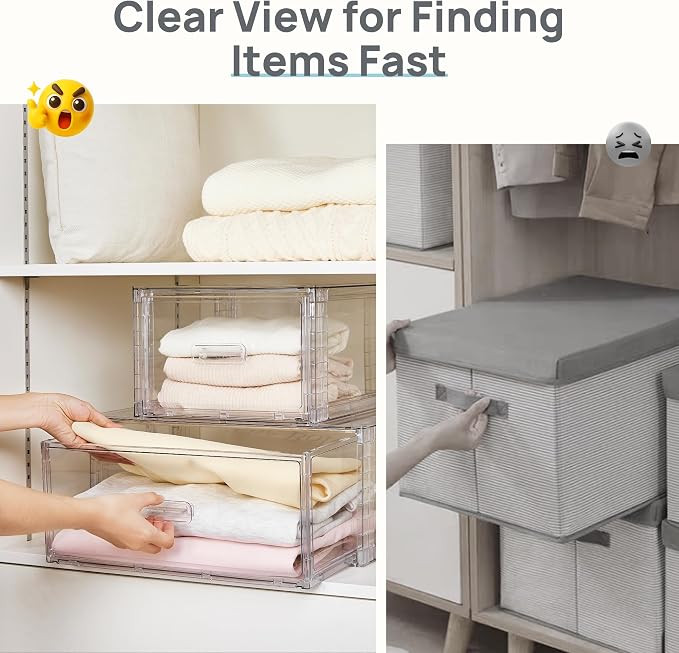 Vtopmart 2 Pack Clear Stackable Storage Drawers 15QT - Image 8