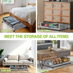 Molutsody Under Bed Storage with Wheels, 4-Pack Underbed Storage Containers with Clear Lids, Under Bed Shoe Storage Organizer, Rolling Under Bed Storage for Clothes Shoes Blankets (Grey) - Image 5