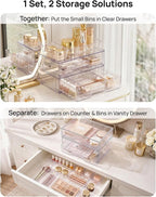 Vtopmart 12-Pack Clear Makeup Organizer Set with Drawer Organizer Bins | 2 Pack Stackable Storage Drawers & 10 Pack Drawer Organizer for Vanity Cosmetic, Bathroom Countertop, Desk - Image 4