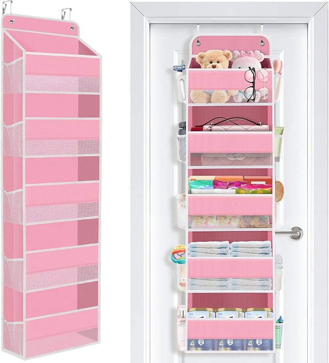 Over the Door Organizer, 5 Large Pocket Hanging Storage with 40lb Capacity by Unknown