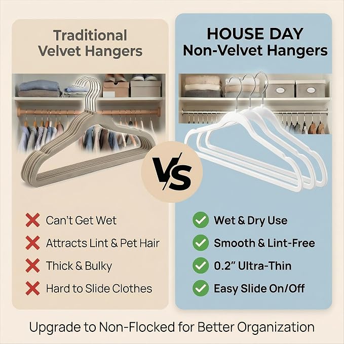 HOUSE DAY Ivory Plastic Hangers 20 Pack - Ultra-Thin Heavy Duty Non-Velvet - Image 7