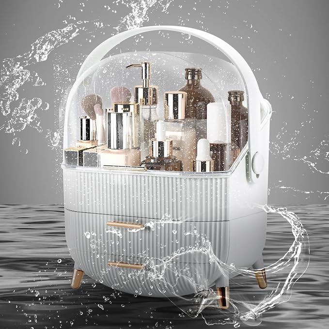 Makeup Organizer, Large Skincare Organizer for Vanity with Drawers & Cover - Image 5
