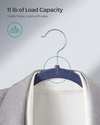 SONGMICS Plastic Clothes Hangers, Pack of 50, Space-Saving | 0.2 Inches Thick, 17.7 Inches Wide, 360° Swivel Hook, Dark Blue Ash and Light Blue Ash, BREANNA Collection UCRP050C05 - Image 3
