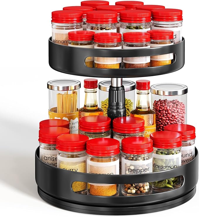 Lazy Susan Spice Rack Organizer for Cabinet, 2-Tier Metal, 10 in by SAYZH