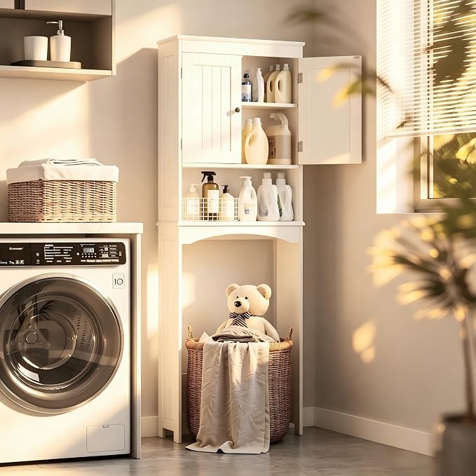 Bealife Over The Toilet Storage Cabinet with Open Shelf - White - Image 3
