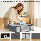 StorageRight Under Bed Storage Bags, 3 Pack, 40L, Gray | Breathable Non-Woven Fabric with a Clear Window and Zippered Top for Clothes, Comforters, Blankets and Seasonal Storage - Image 3
