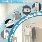 Alise Clothes Drying Racks Wall Mounted Coat Hangers,White,2 Pcs - Image 5