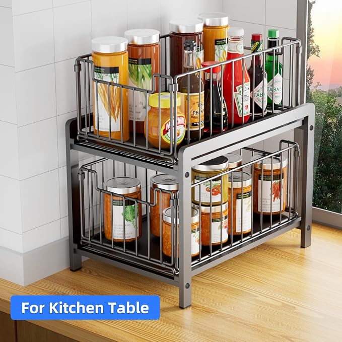 2-Tier Pull Out Cabinet Organizer, Slide Out Under Sink Organizer - Image 7