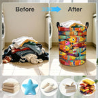 Colorful Fish Laundry Basket Foldable Laundry Hamper With Handles Clothes Storage Bucket Organizer Laundry Bag For Bedroom Bathroom Laundry Storage 19.6 x 15.7 - Image 4